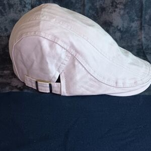 Cream Textured Flat Cap with Adjustable Strap